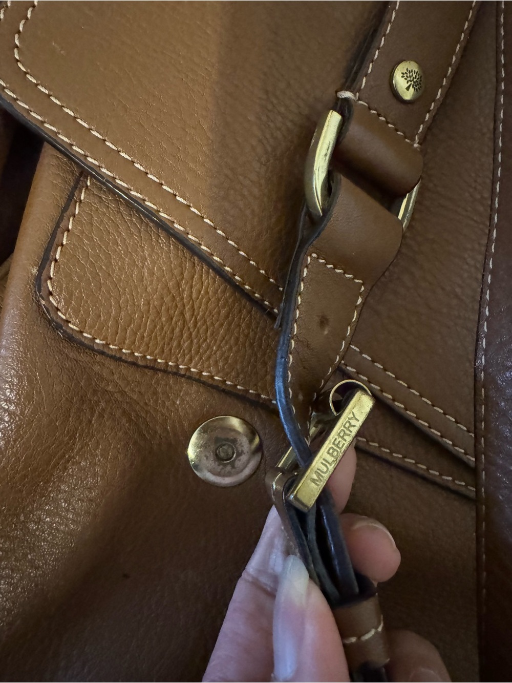 Mulberry Brown Leather Satchel with Gold Hardware - Picture 4 of 13